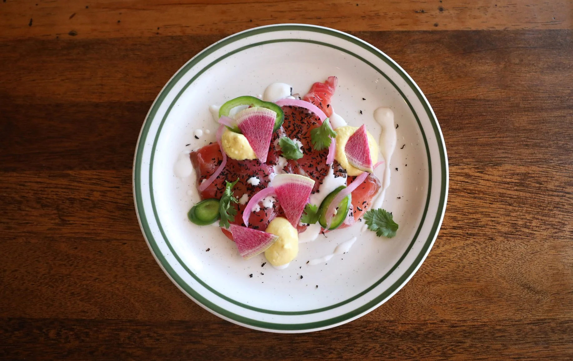 House-cured salmon overhead with garnishes