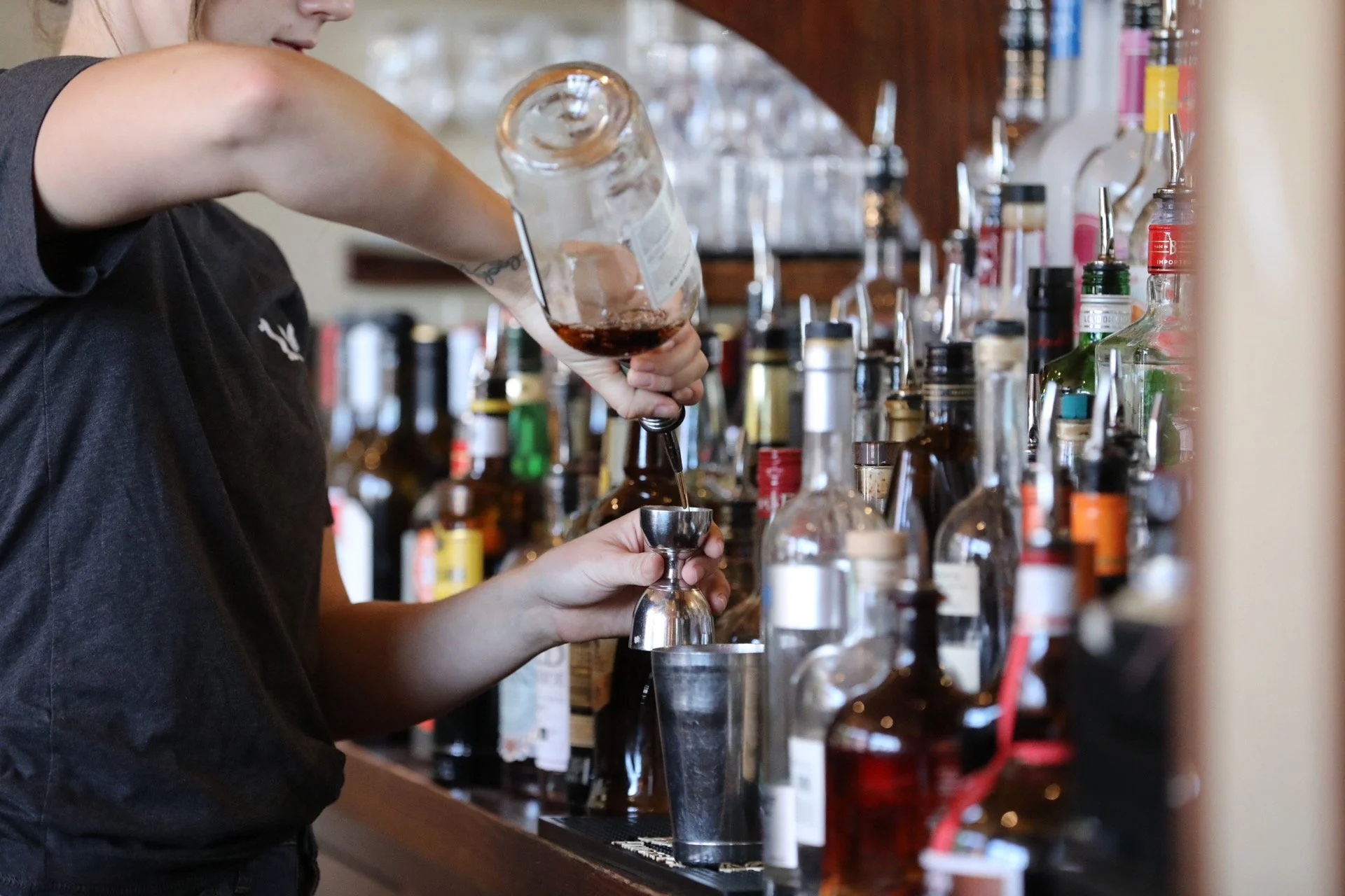 Cocktails being made at the bar