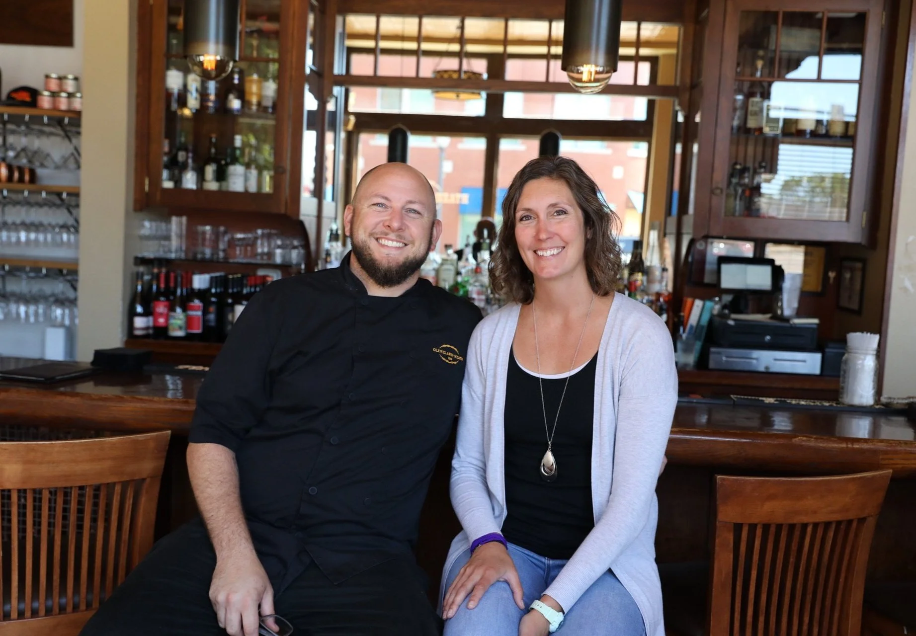 Evan and Gina at the bar
